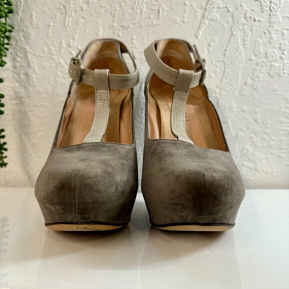 Roland Mouret runway 2012 gray platform heels 39.5 snakeskin and suede leather - Picture 6 of 12